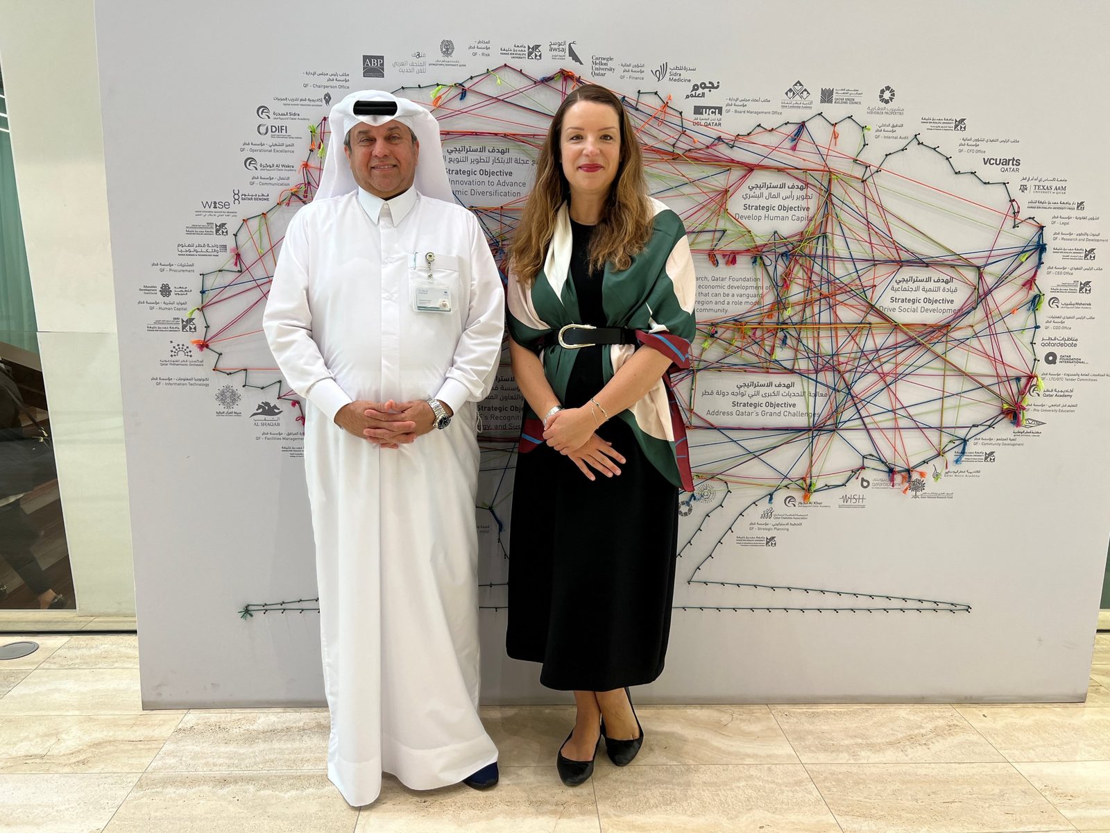 Corina Goetz with a Qatari host at Qatar Foundation in Doha
