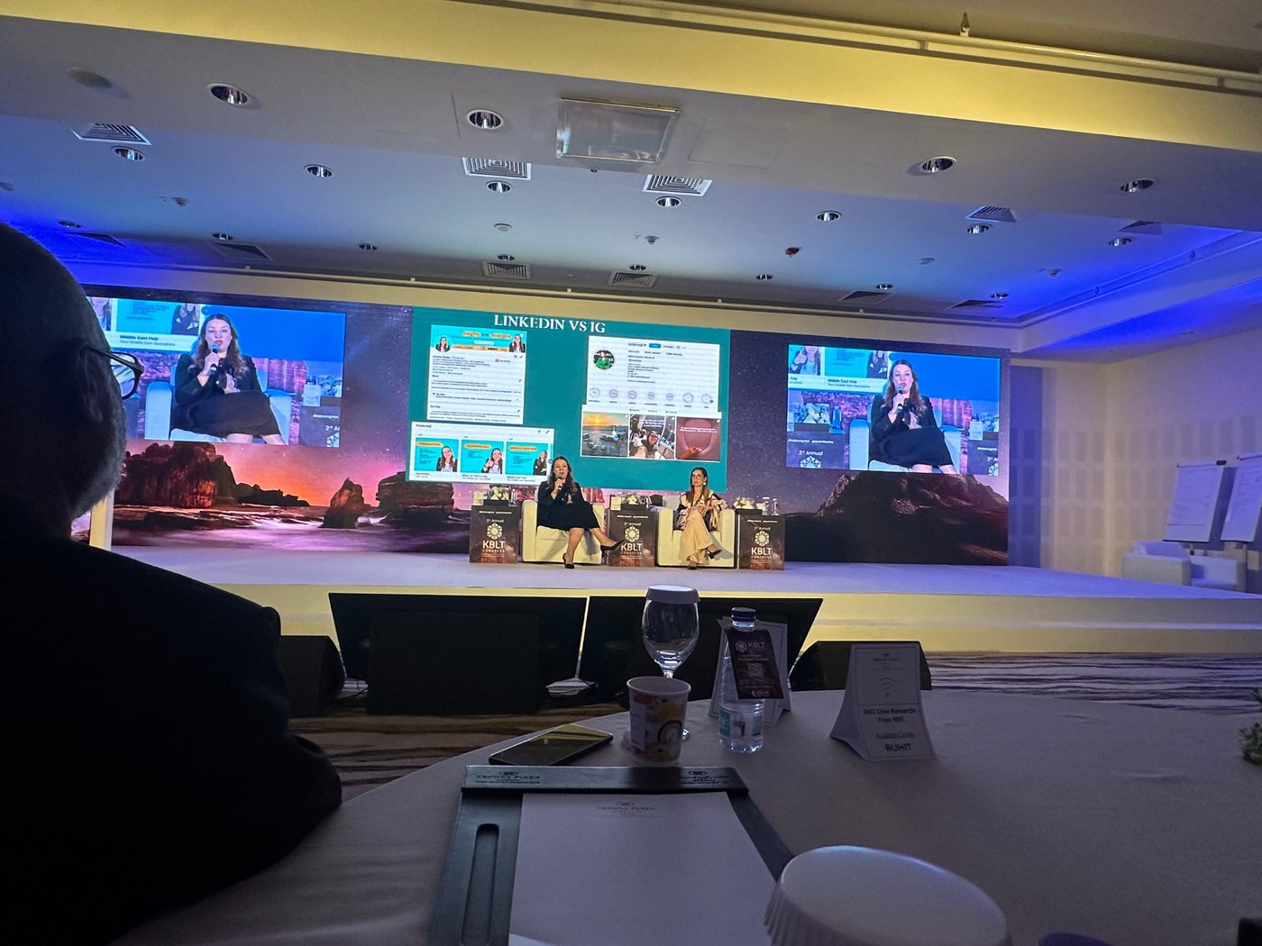 Corina Goetz speaking on stage at the KBLT Congress in Saudi Arabia